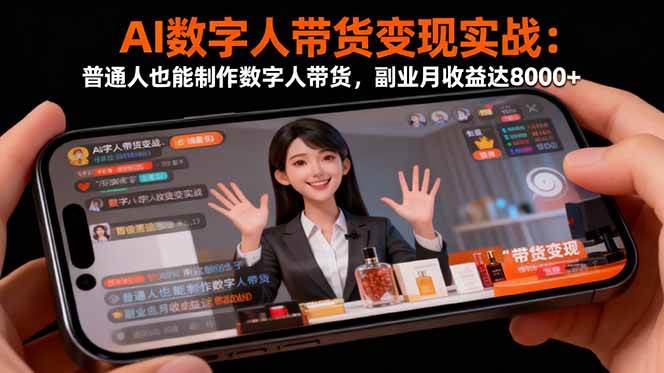 (10.25)AI数字人带货变现实战：普通人也能制作数字人带货，副业月收益达8000+