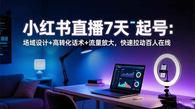 (11.12)小红书直播7天起号：场域设计+高转化话术+流量放大，快速拉动百人在线